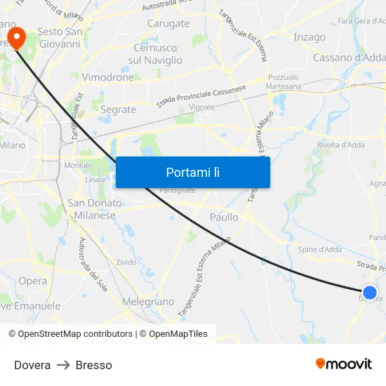 Dovera to Bresso map