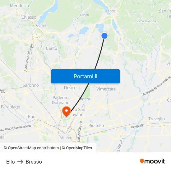 Ello to Bresso map