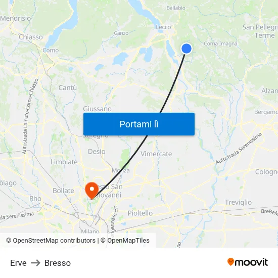 Erve to Bresso map