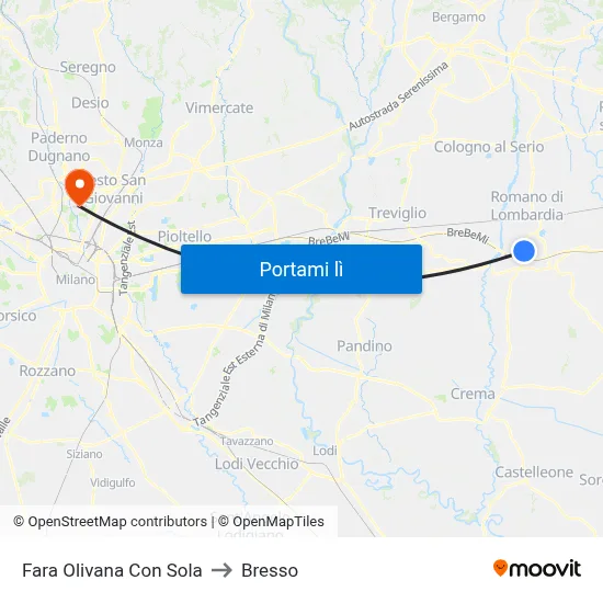 Fara Olivana Con Sola to Bresso map