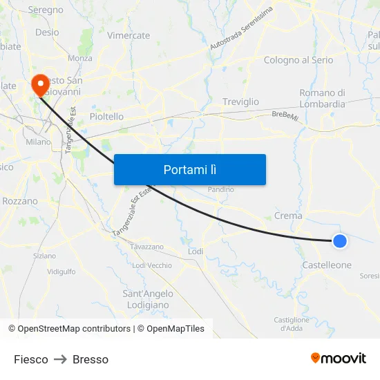 Fiesco to Bresso map