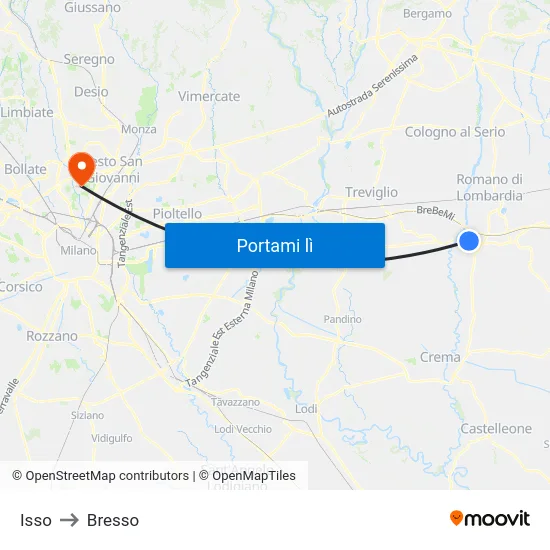 Isso to Bresso map