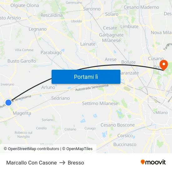 Marcallo Con Casone to Bresso map