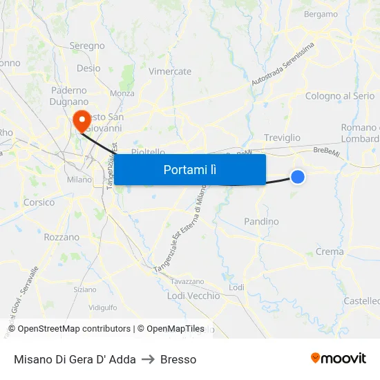 Misano Di Gera D' Adda to Bresso map