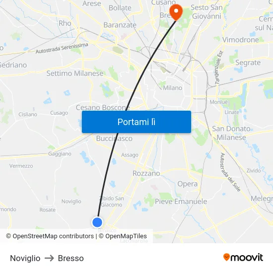 Noviglio to Bresso map