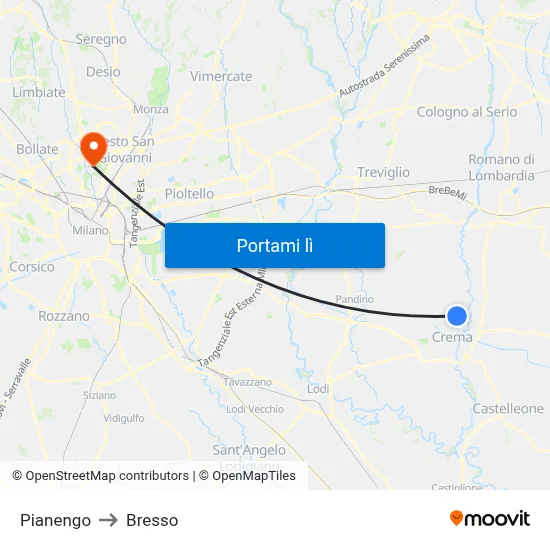 Pianengo to Bresso map