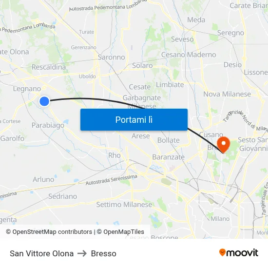 San Vittore Olona to Bresso map