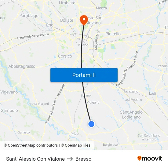 Sant' Alessio Con Vialone to Bresso map