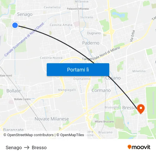 Senago to Bresso map