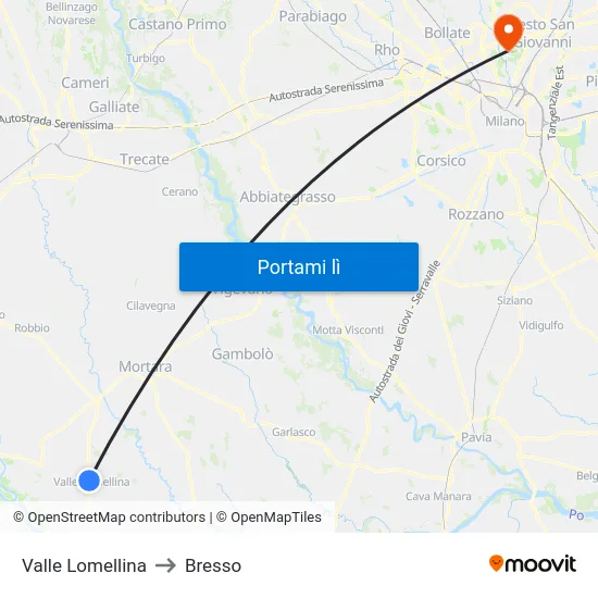 Valle Lomellina to Bresso map