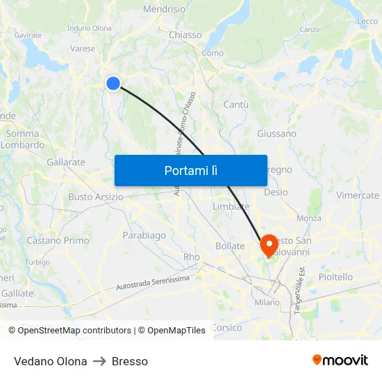 Vedano Olona to Bresso map