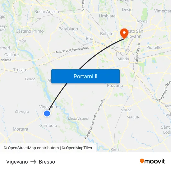 Vigevano to Bresso map