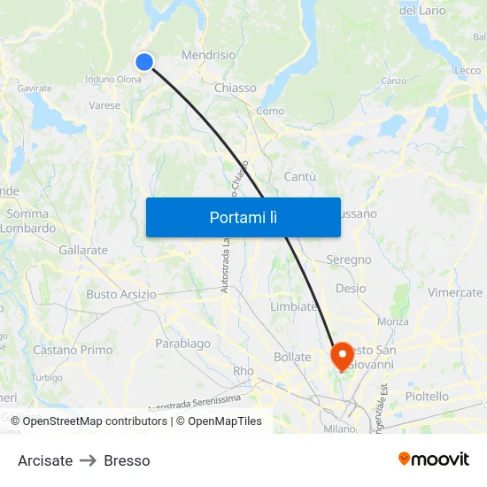 Arcisate to Bresso map