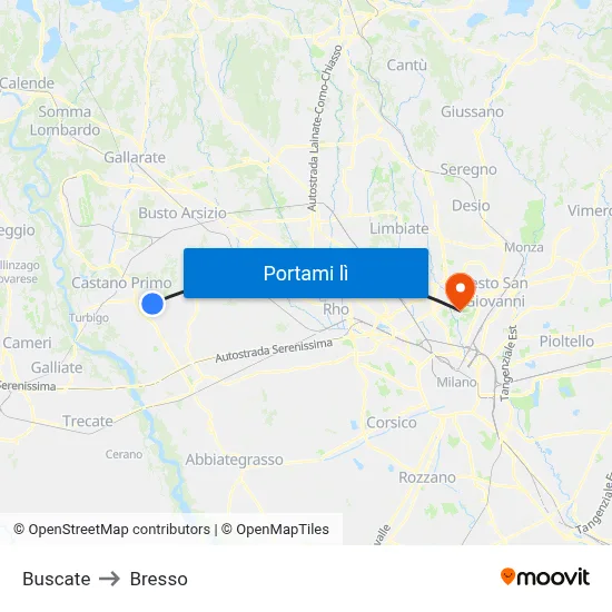 Buscate to Bresso map