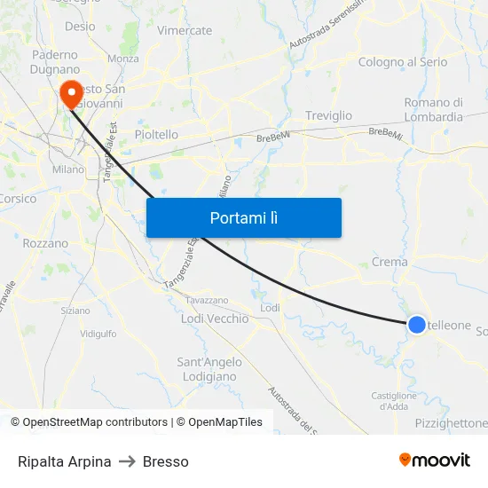 Ripalta Arpina to Bresso map