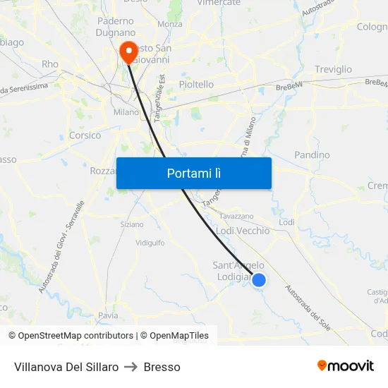 Villanova Del Sillaro to Bresso map