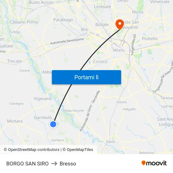BORGO SAN SIRO to Bresso map