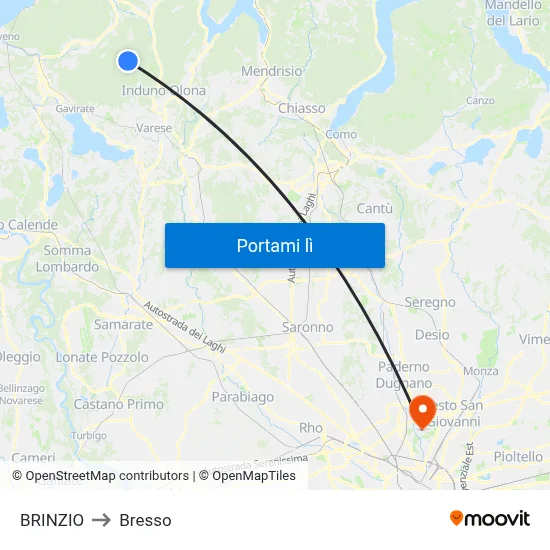 BRINZIO to Bresso map
