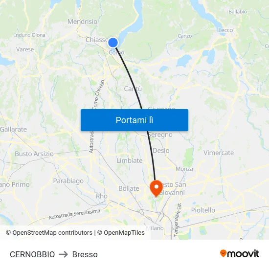 CERNOBBIO to Bresso map