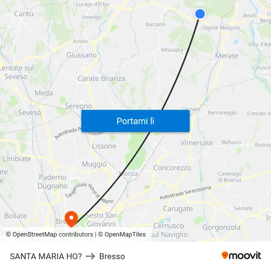 SANTA MARIA HO? to Bresso map