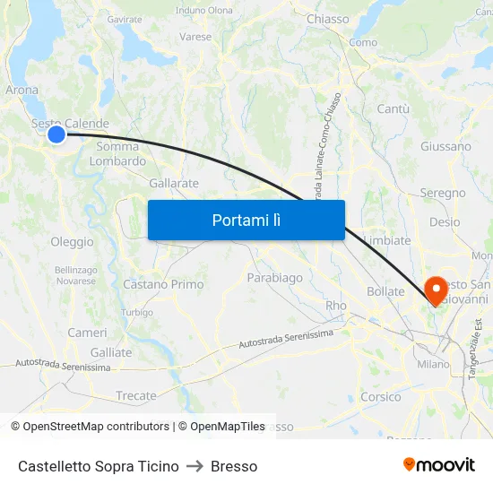 Castelletto Sopra Ticino to Bresso map