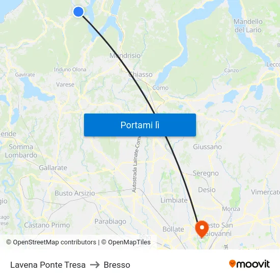 Lavena Ponte Tresa to Bresso map
