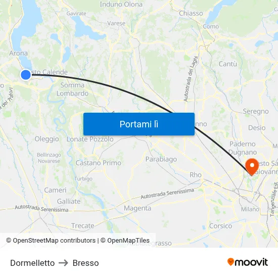 Dormelletto to Bresso map