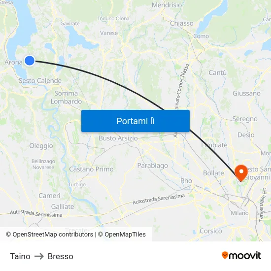 Taino to Bresso map