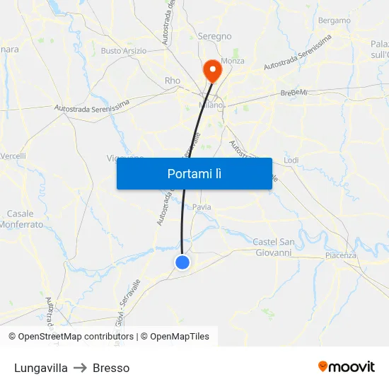 Lungavilla to Bresso map