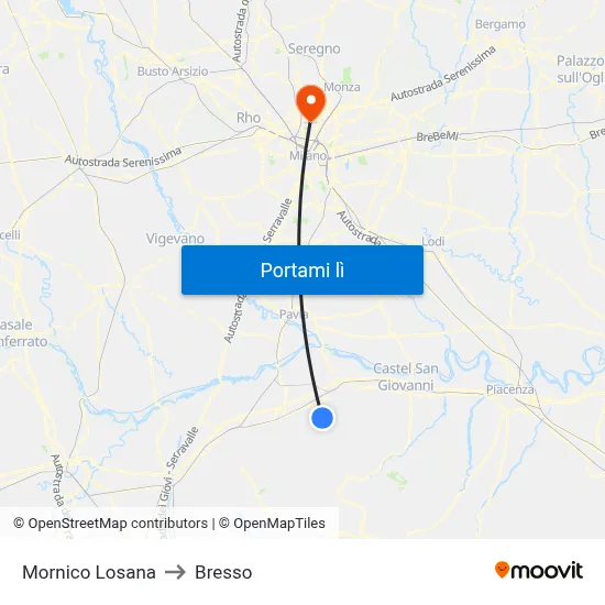 Mornico Losana to Bresso map