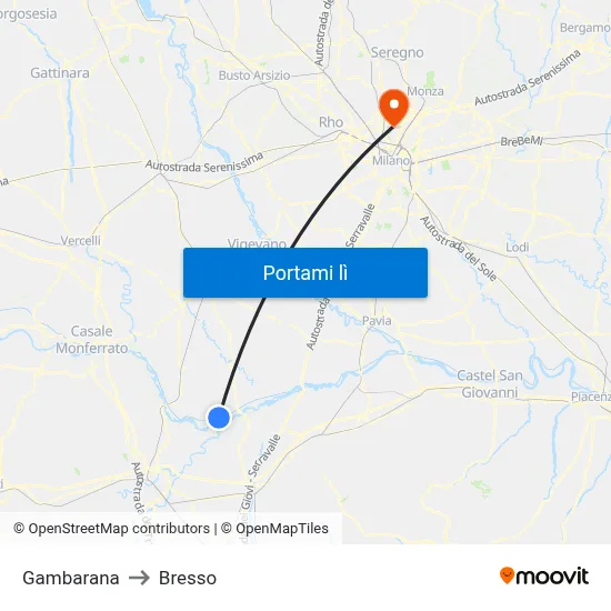 Gambarana to Bresso map