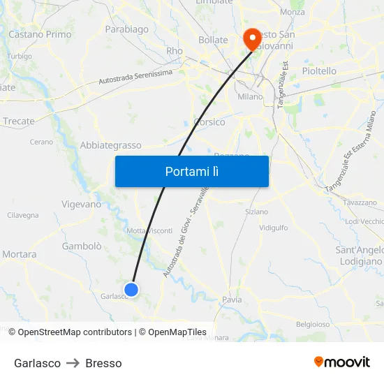 Garlasco to Bresso map