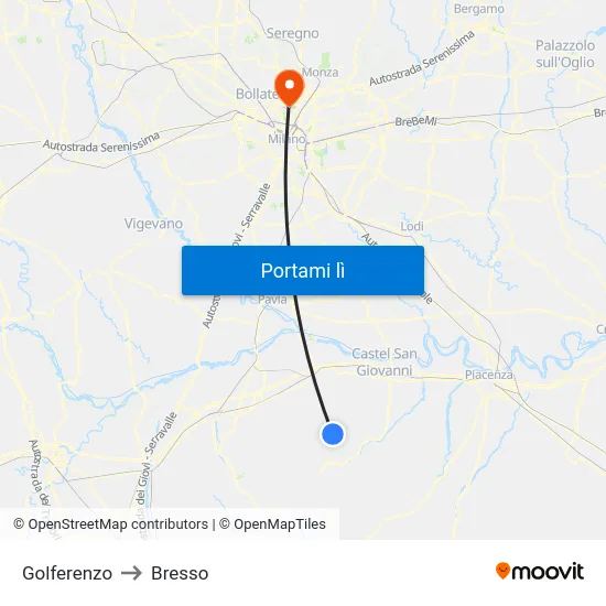 Golferenzo to Bresso map