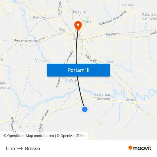 Lirio to Bresso map