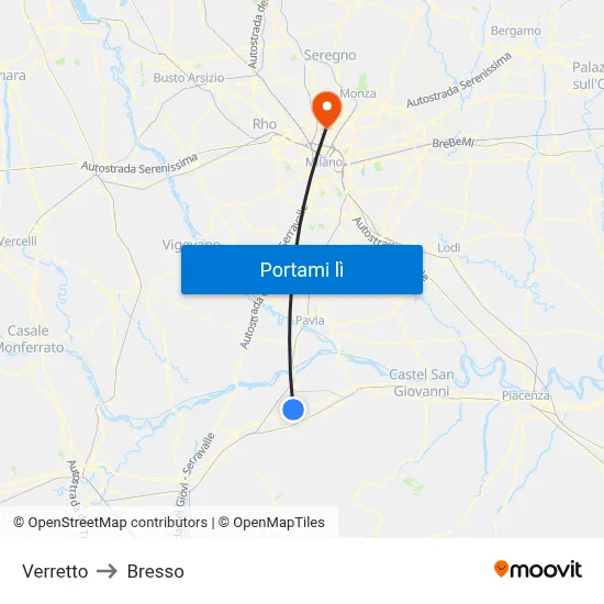 Verretto to Bresso map