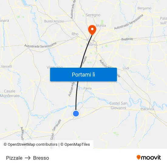 Pizzale to Bresso map