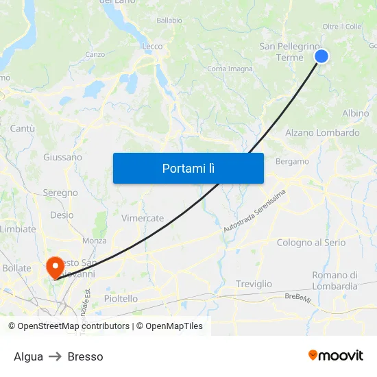 Algua to Bresso map