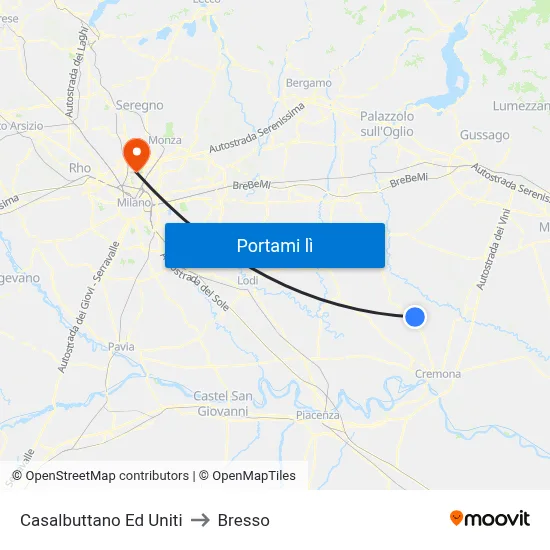 Casalbuttano Ed Uniti to Bresso map