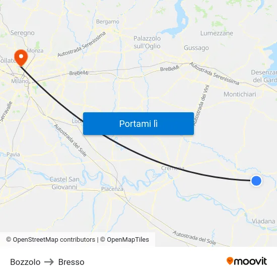 Bozzolo to Bresso map
