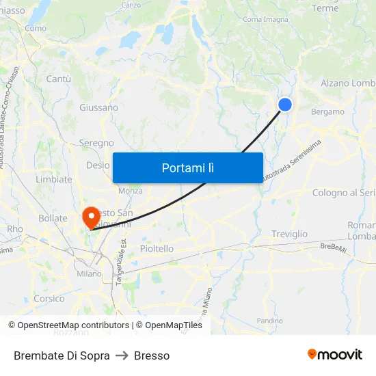 Brembate Di Sopra to Bresso map
