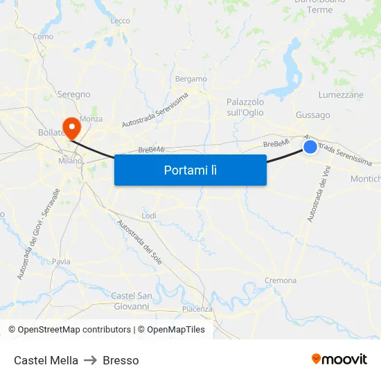 Castel Mella to Bresso map