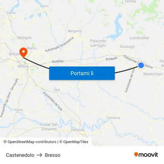 Castenedolo to Bresso map