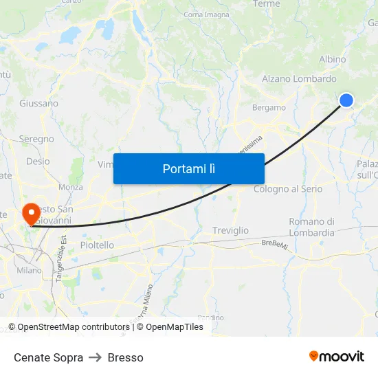 Cenate Sopra to Bresso map