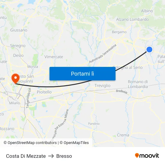Costa Di Mezzate to Bresso map