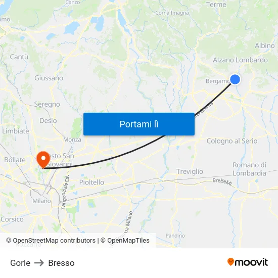 Gorle to Bresso map