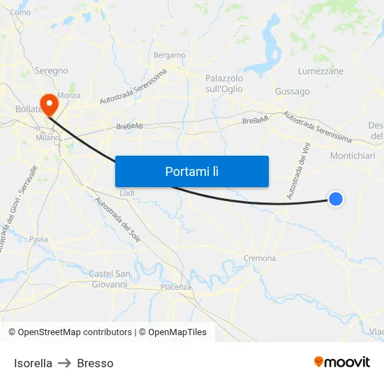 Isorella to Bresso map