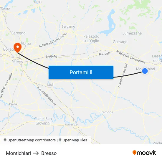 Montichiari to Bresso map