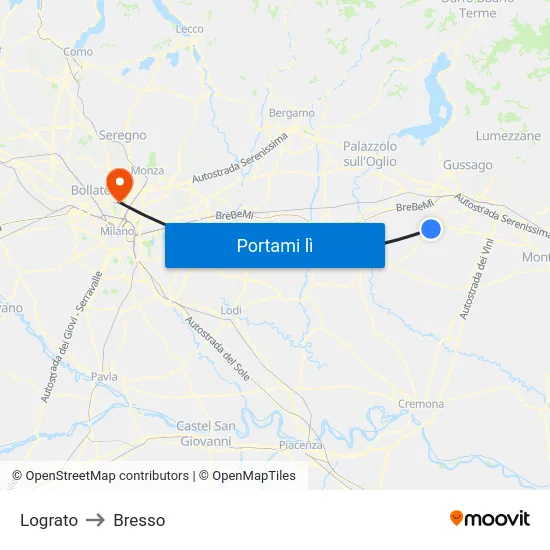 Lograto to Bresso map