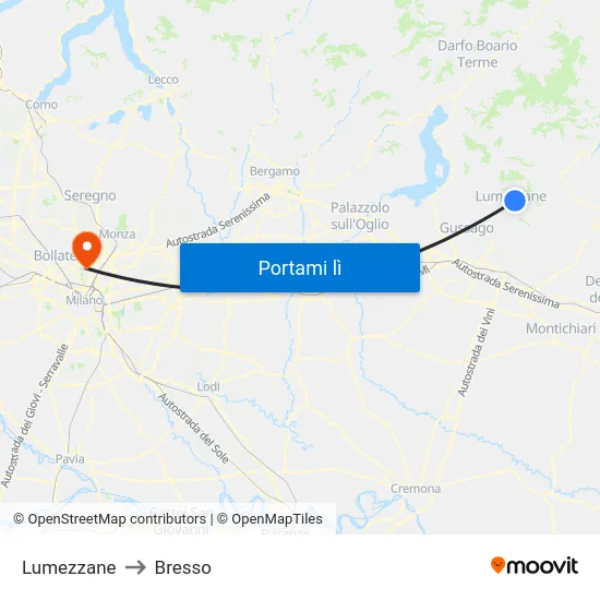 Lumezzane to Bresso map