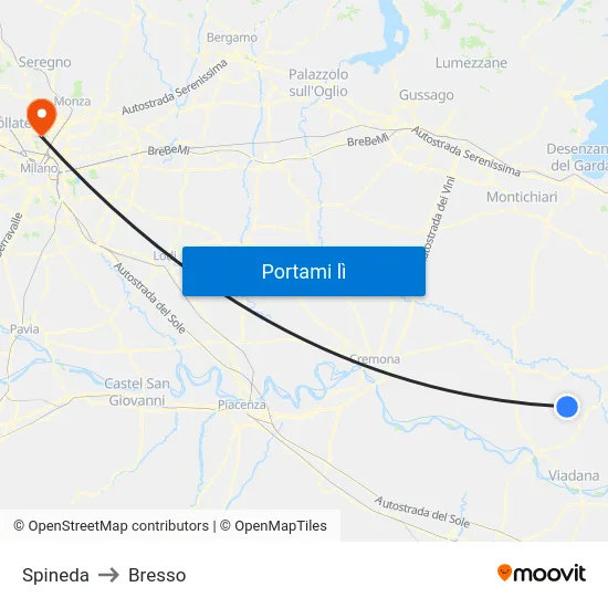 Spineda to Bresso map